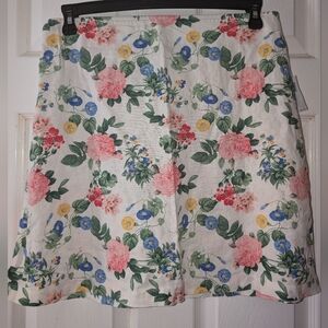 High-Waisted Linen-Blend Mini A-Line Skirt